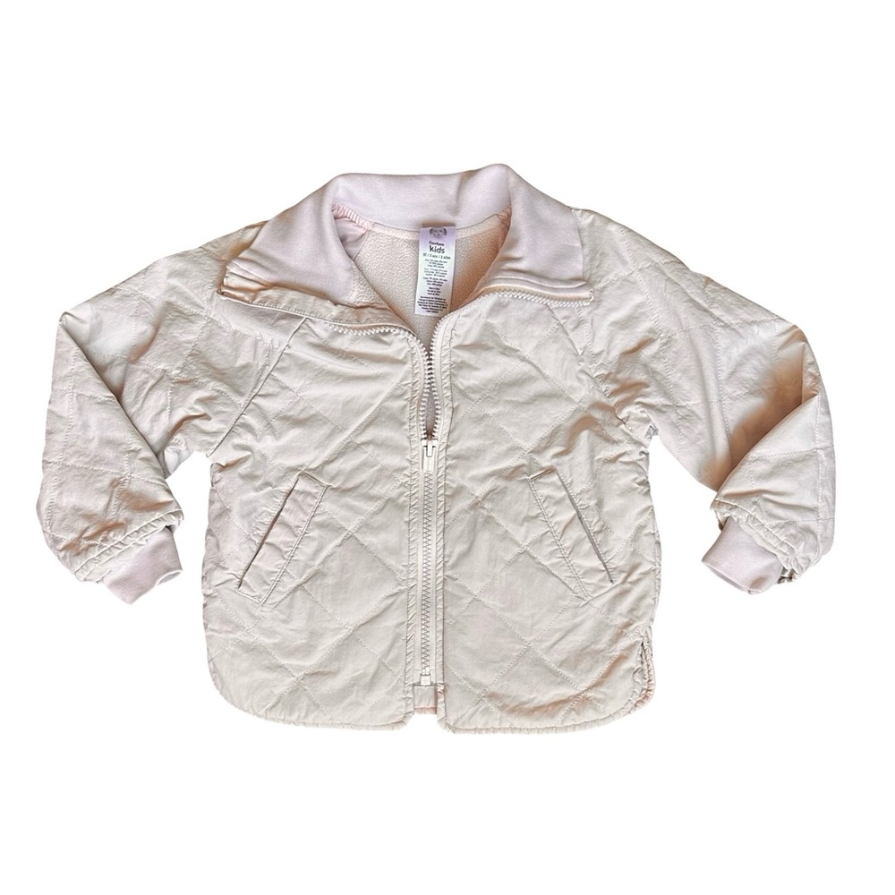 Gerber Kids 3T Unisex Boys Girls quilted fleece zip up jacket beige cream